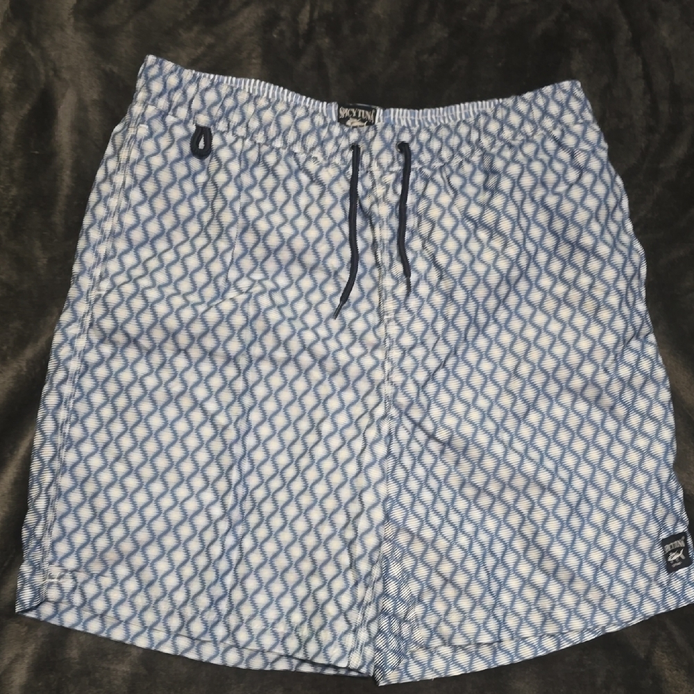 Stylish Blue Geometric Swim Trunks